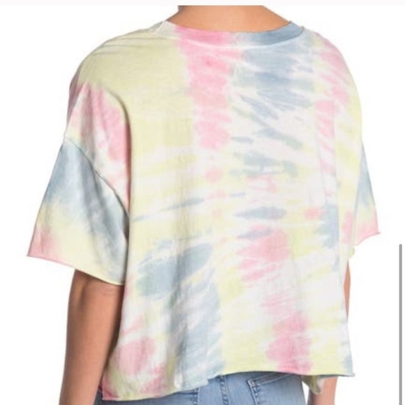 Tie dye oversized boxy crop top pocket t shirts - Picture 3 of 5